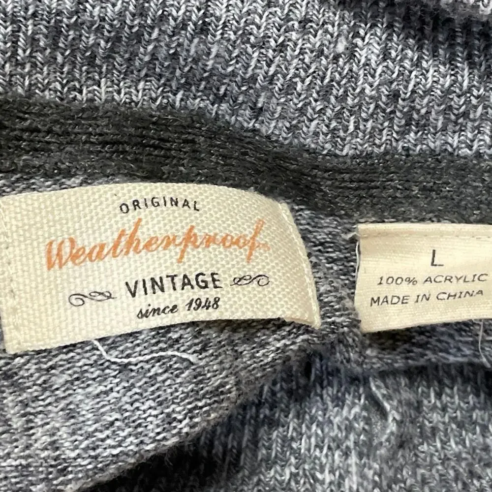 Weatherproof Men's Gray Long Sleeve Knit Turtleneck 1/4 Zip Sweater Top Size L